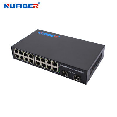 OEM Gigabit SFP Ethernet Switch 2*1000M SFP naar 16*10/100/1000Mbps RJ45 Port DC12V voedingsbron